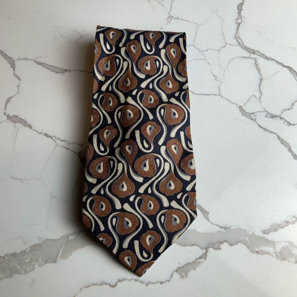 Giorgio Armani Cravatte 100% Linen Paisley Men's Tie. - Picture 5 of 7